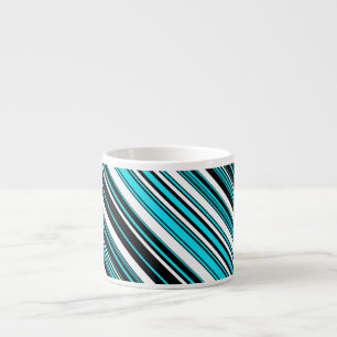 Cute black white aqua stripes Case-Mate iPhone cas Espresso Cup