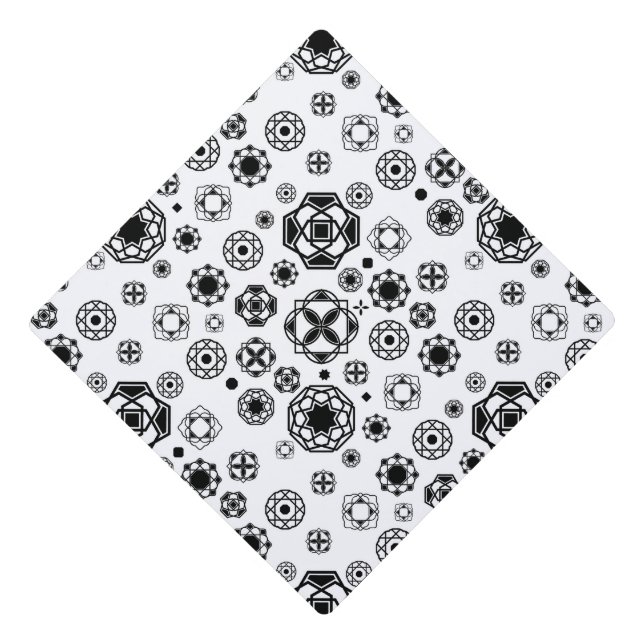 Cute black white arabesque decorative pattern graduation cap topper (Front)