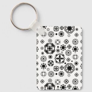 Cute black white arabesque decorative pattern keychain