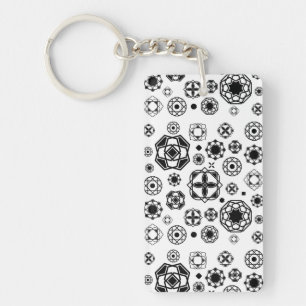 Cute black white arabesque decorative pattern keychain
