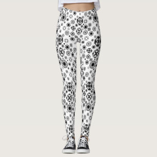 Cute black white arabesque decorative pattern leggings