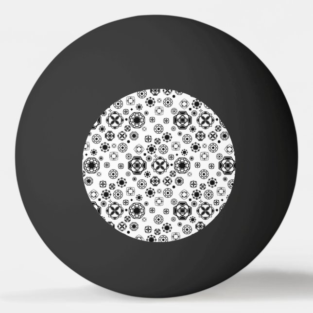 Cute black white arabesque decorative pattern ping pong ball (Front)
