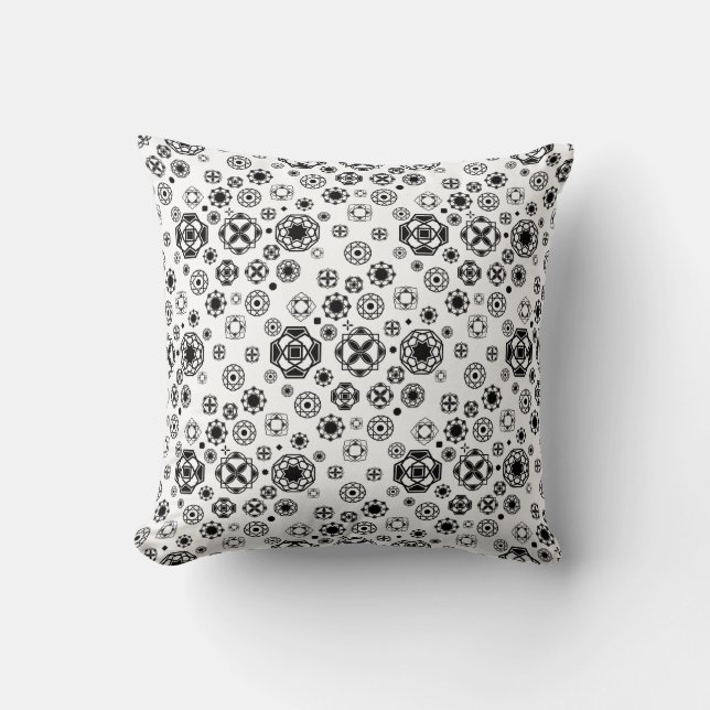 Cute black white arabesque decorative pattern throw pillow (Front)