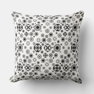 Cute black white arabesque decorative pattern throw pillow