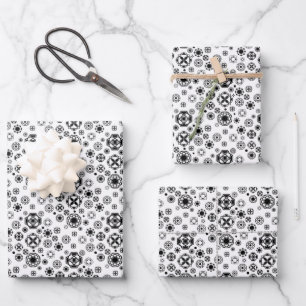 Cute black white arabesque decorative pattern wrapping paper sheet