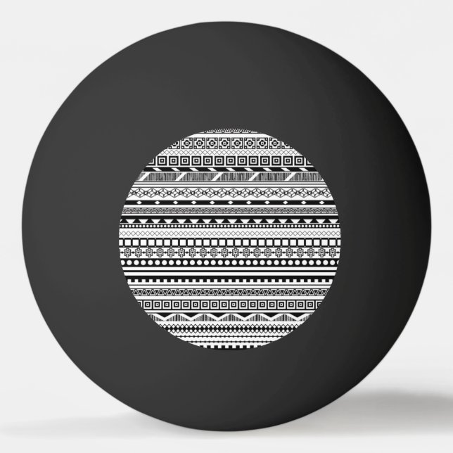 Cute black white aztec patterns design ping pong ball (Front)