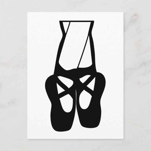 Cute Black & White Ballet Slippers En Pointe Postcard (Front)