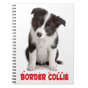 Cute Black White Border Collie Mom Puppy Dog Rescu Notebook