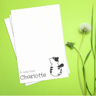 Cute black white cartoon cat name post-it notes