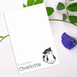 Cute black white cartoon cat name post-it notes
