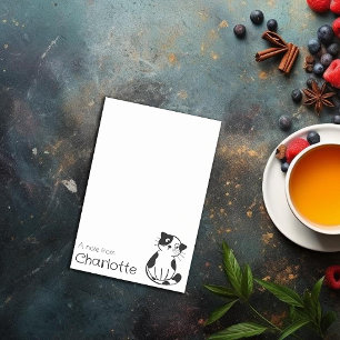 Cute black white cartoon cat name post-it notes