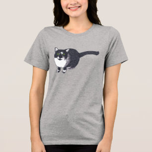 Cute Black White Cat in Pointillism Tshirts