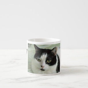 Cute Black & White Cat Personalized Espresso Cup