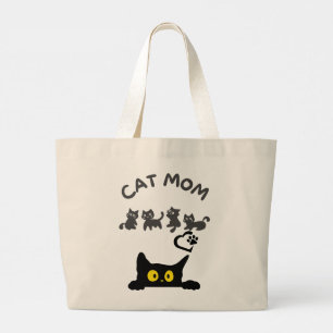 Cute Black & White Cat Tote Bag – Sunset Walk