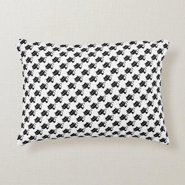 Cute black white cats patterns accent pillow (Front)