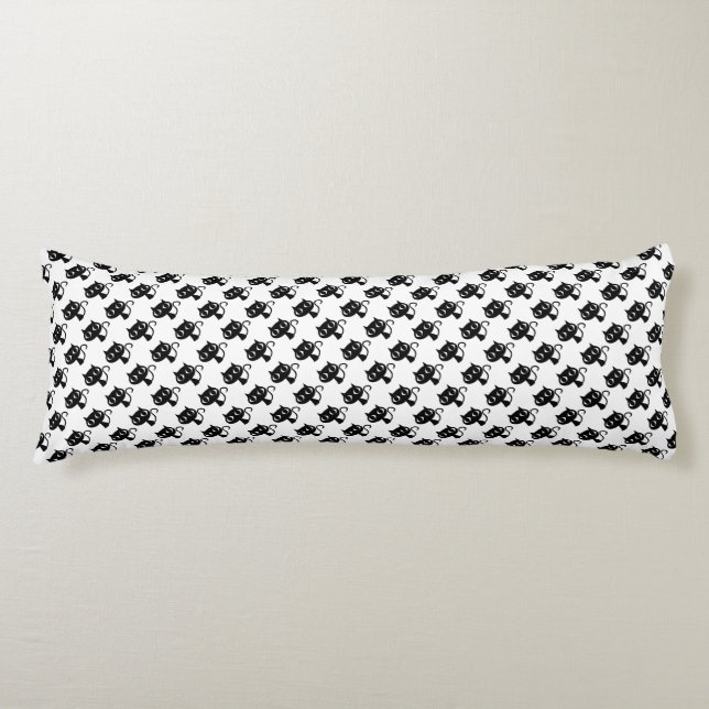 Cute black white cats patterns body pillow (Front)