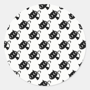 Cute black white cats patterns classic round sticker