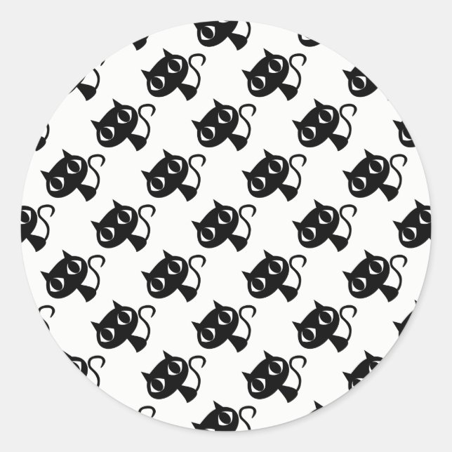 Cute black white cats patterns classic round sticker (Front)