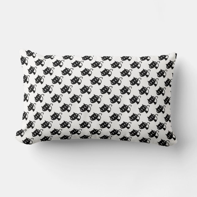 Cute black white cats patterns lumbar pillow (Front)