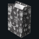 Cute Black & White Christmas Present Chalkboard Medium Gift Bag<br><div class="desc">Modern black and white Christmas present chalkboard look gift bag.</div>