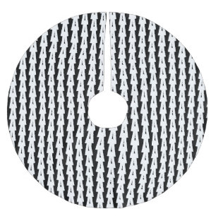 Cute black white Christmas Trees scandinavian Brushed Polyester Tree Skirt
