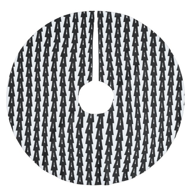 Cute black & white Christmas Trees scandinavian  Brushed Polyester Tree Skirt (Front)