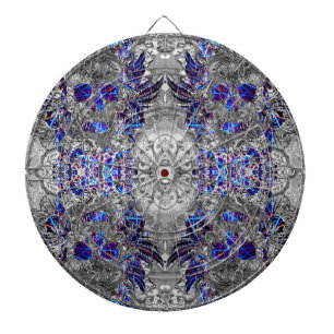 Cute black white colourful neon skull dartboard