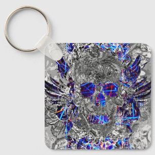 Cute black white colourful neon skull hitch cover keychain