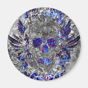 Cute black white colourful neon skull hitch cover magnet
