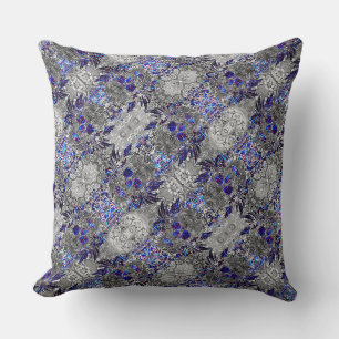 Cute black white colourful neon skull throw pillow