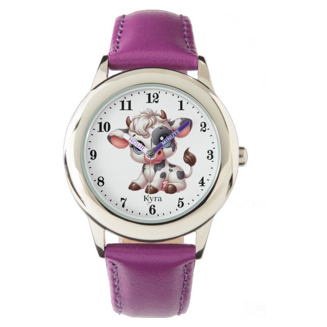 Cute black white cow lovers Watch (Front)