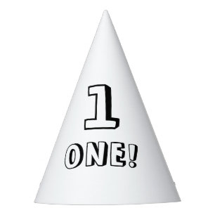 Cute black white custom number age year birthday party hat