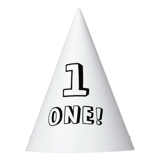 Cute black white custom number age year birthday party hat (Front)