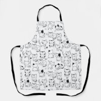Cute Black White Doodle Cats Pattern