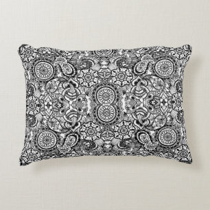 Cute black white floral paisley accent pillow