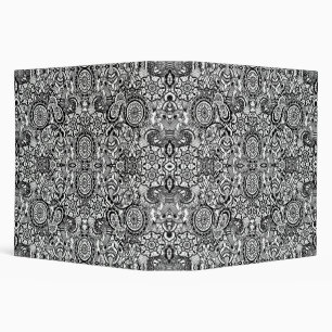 Cute black white floral paisley binder