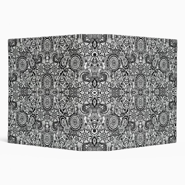 Cute black white floral paisley binder (Background)
