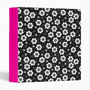 Cute black white flowers Binder
