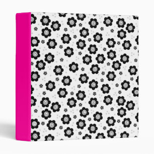 Cute black white flowers Binder