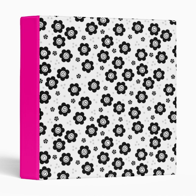 Cute black white flowers Binder (Front/Spine)