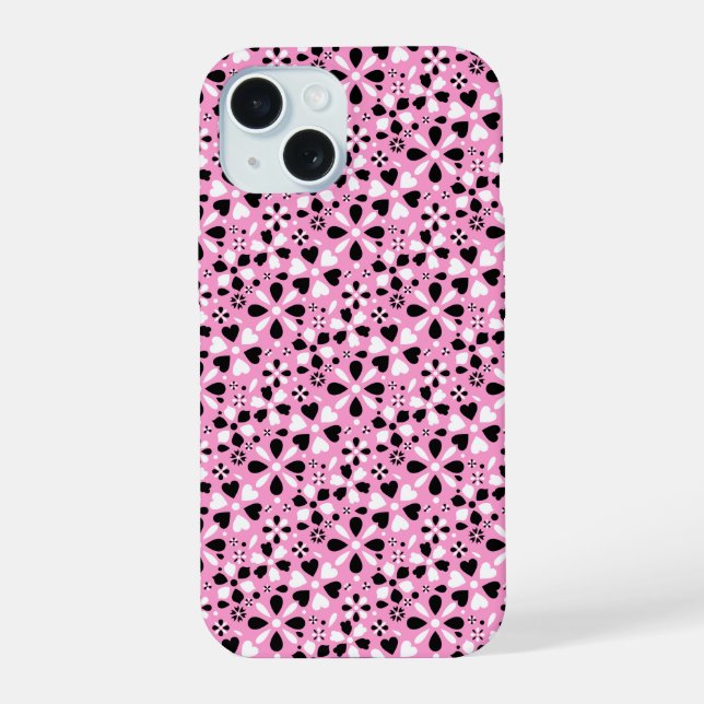Cute black white flowers iPhone case (Back)