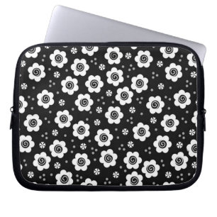 Cute black white flowers Laptop Sleeve