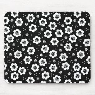 Cute black white flowers mousepad
