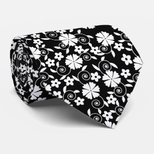 Cute black white flowers pattern bath towel set tie