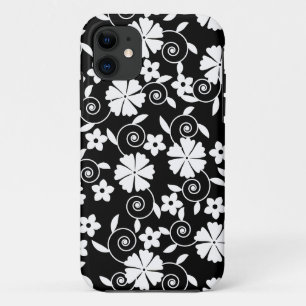 Cute black white flowers pattern iPhone 11 case