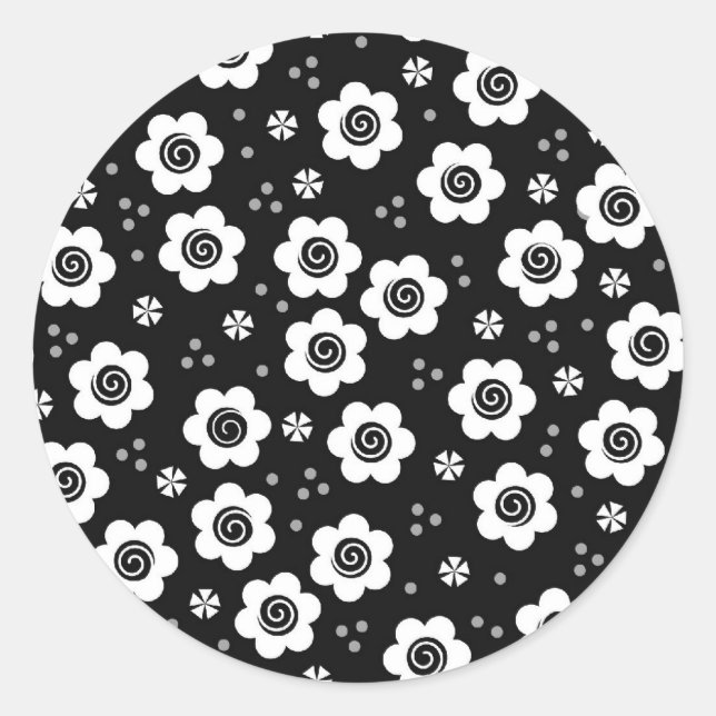 Cute black white flowers Sticker (Front)