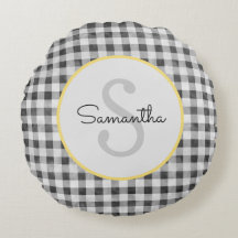 Cute Black & White Gingham Personalized Monogram