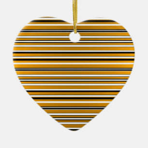Cute black white golden stripes look ceramic ornament