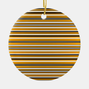 Cute black white golden stripes look ceramic ornament