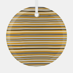 Cute black white golden stripes look glass ornament